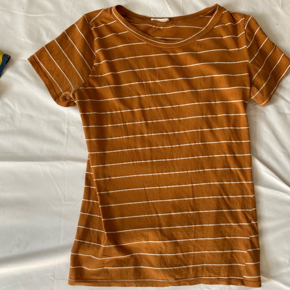 Yellow Chair brand Size Small Mustard and Cream striped t-shirt